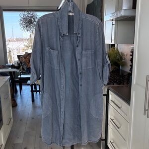 beachlunchlounge Washed Blue Button Down Shirt